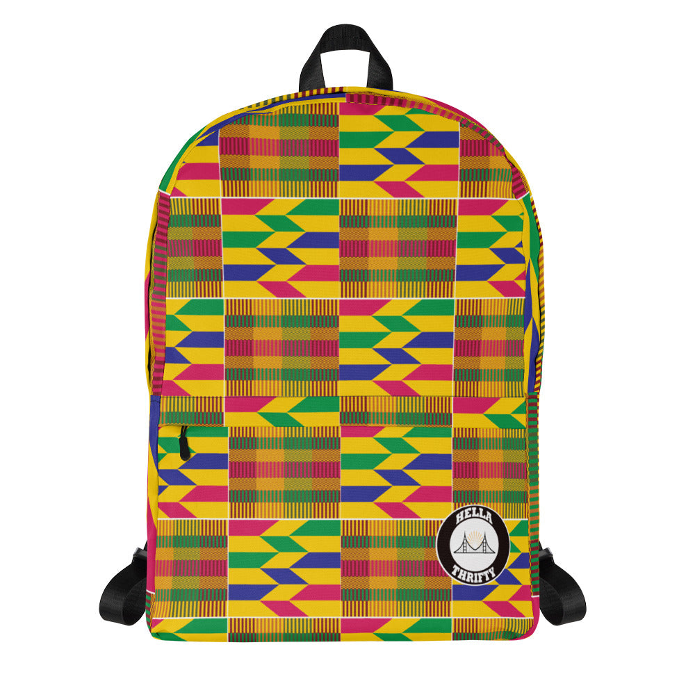 Backpack with classic kente pattern all over. 